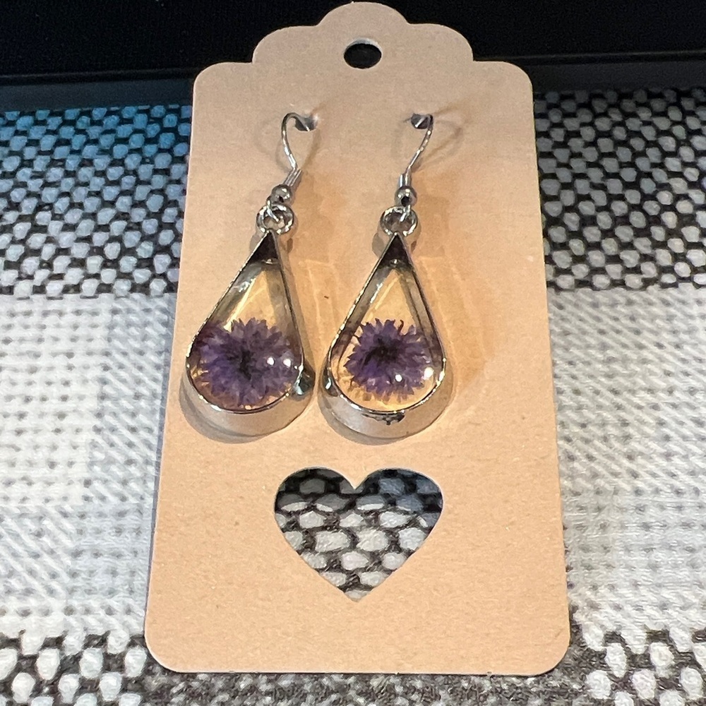 Elegant Purple Flower Drop Earrings